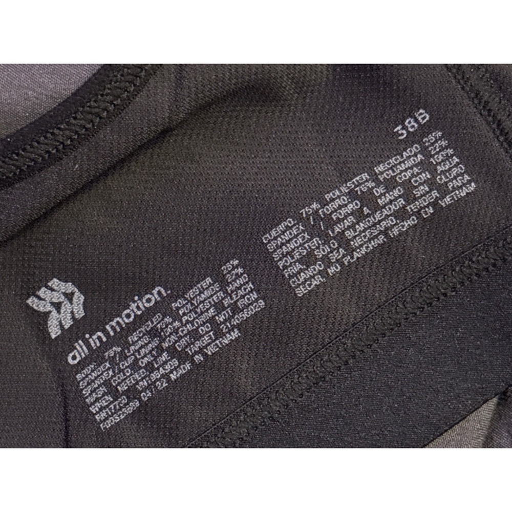 All in Motion Women's Black Front Zip High Support Sports Bra, Size 38B - Picture 5 of 5